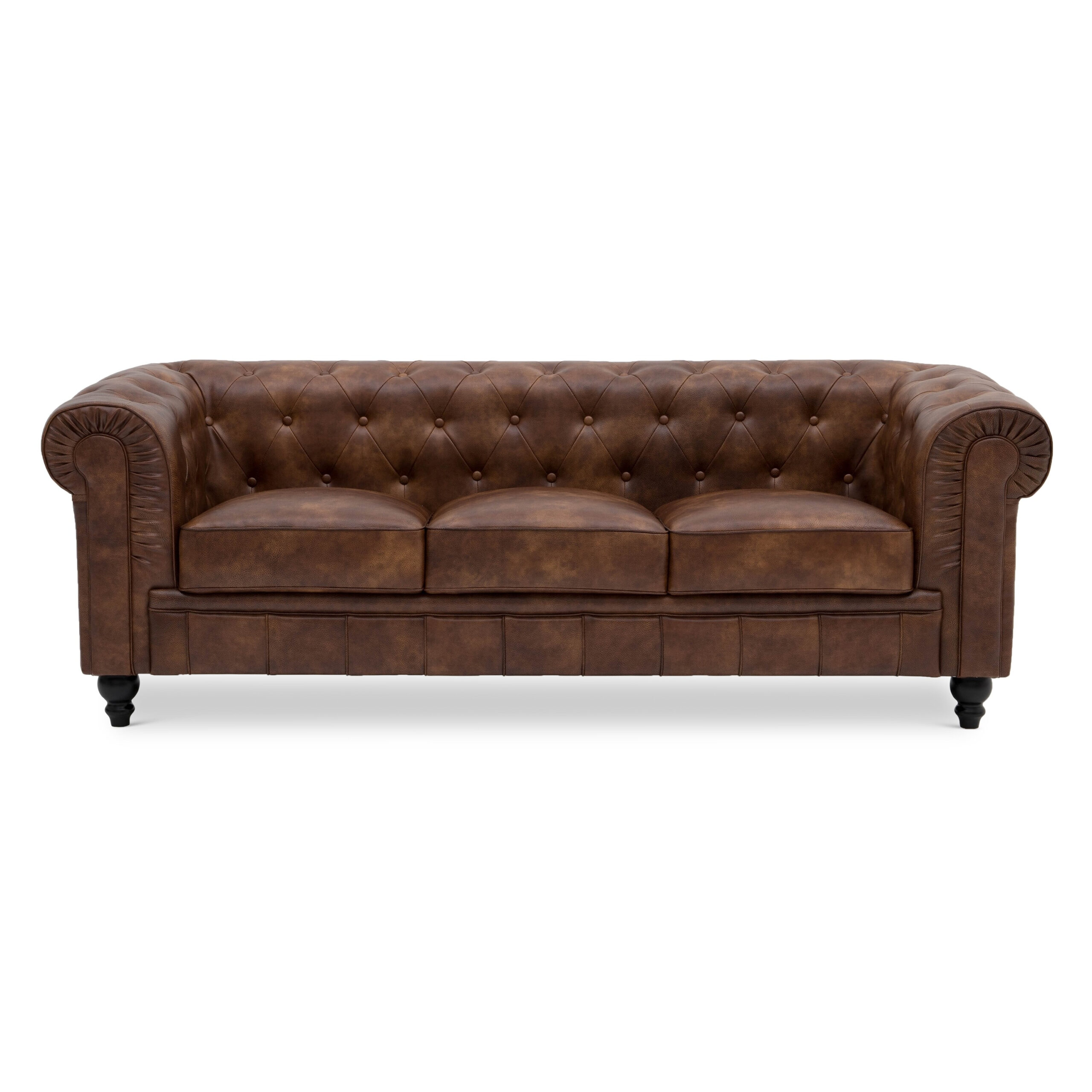 Benjamin Chesterfield Classical 3-Seater PU Leather Sofa