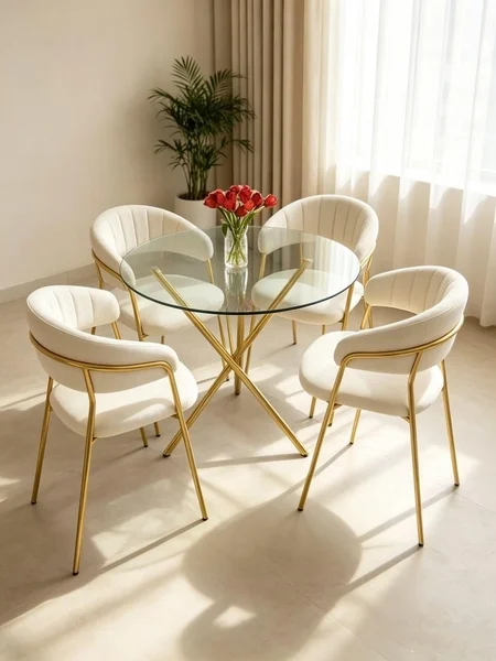 Laury 4 Seater dining set with Velvet Material
