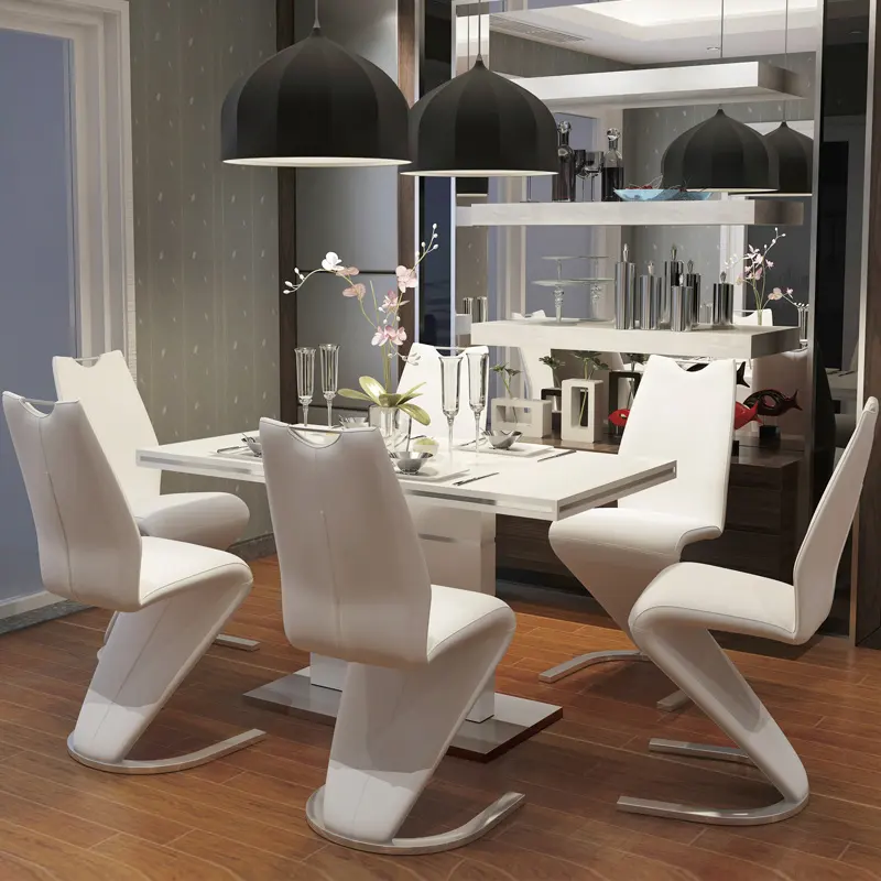 Lucenzo Modern Leather Dining Table Set