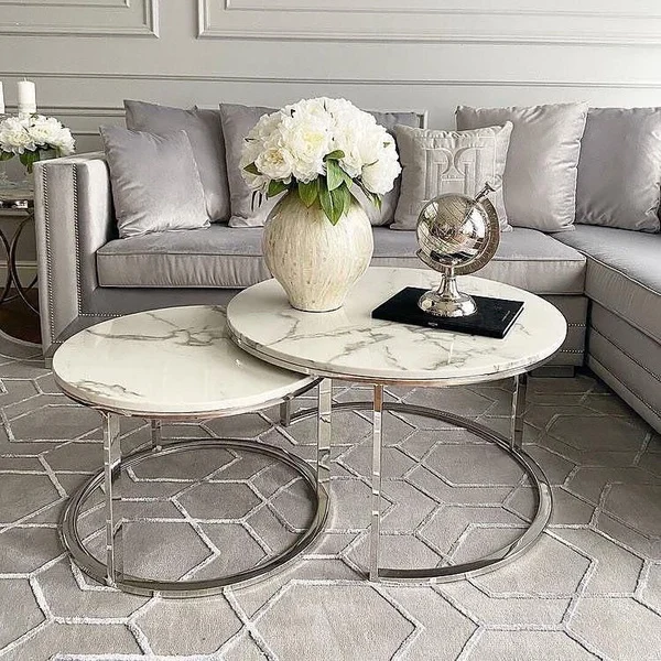 Nesting Coffee Table - Marble Top Stone