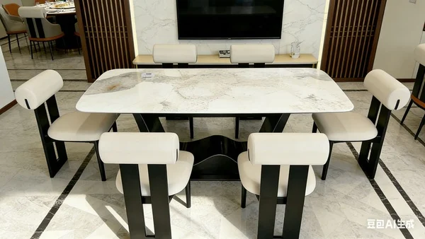 Nordic Style Luxury Dining Set 6 Seater with Marble Top Table