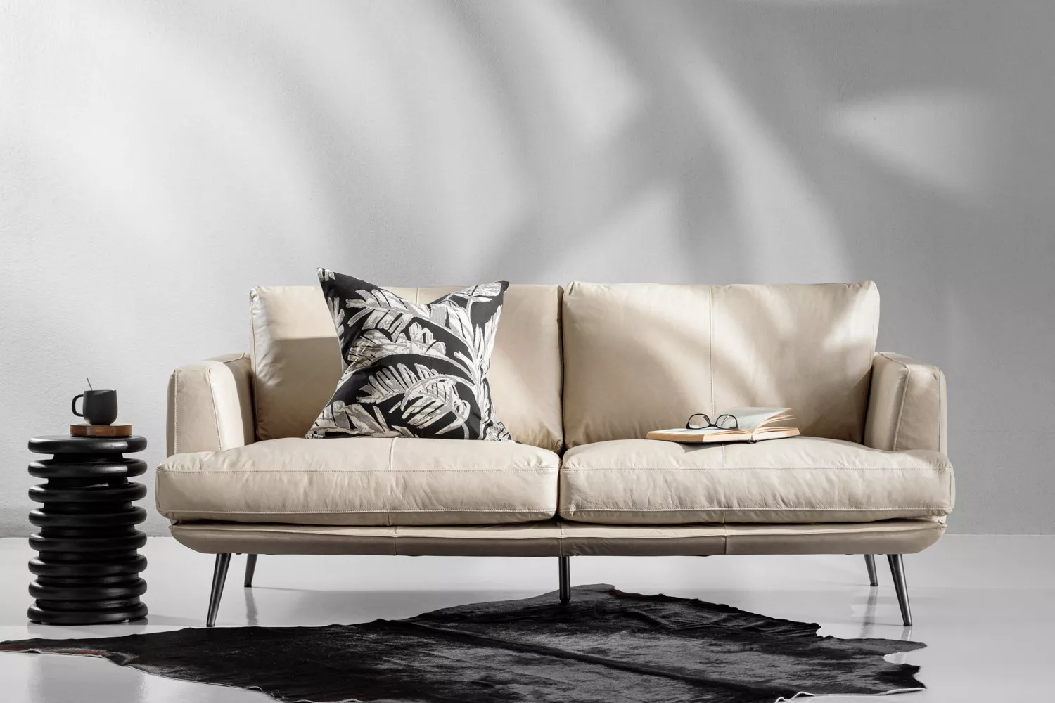 Onyx 3-Seater Leather Couch - Ivory