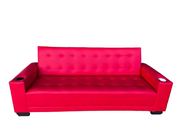 Solid 3 Seater Sleeper Couch with Cupholder